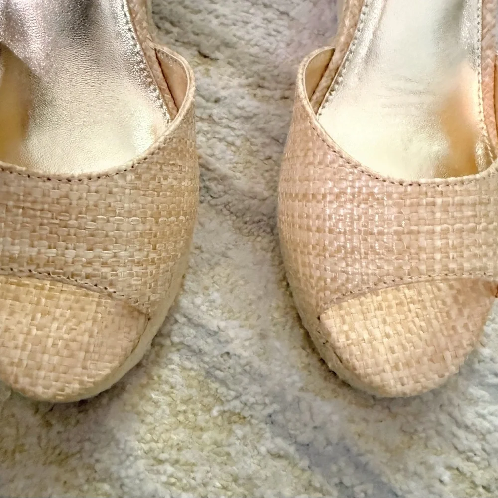 Lilly Pulitzer Paley Panama Raffia Espadrille Wedge Sandals Size 6